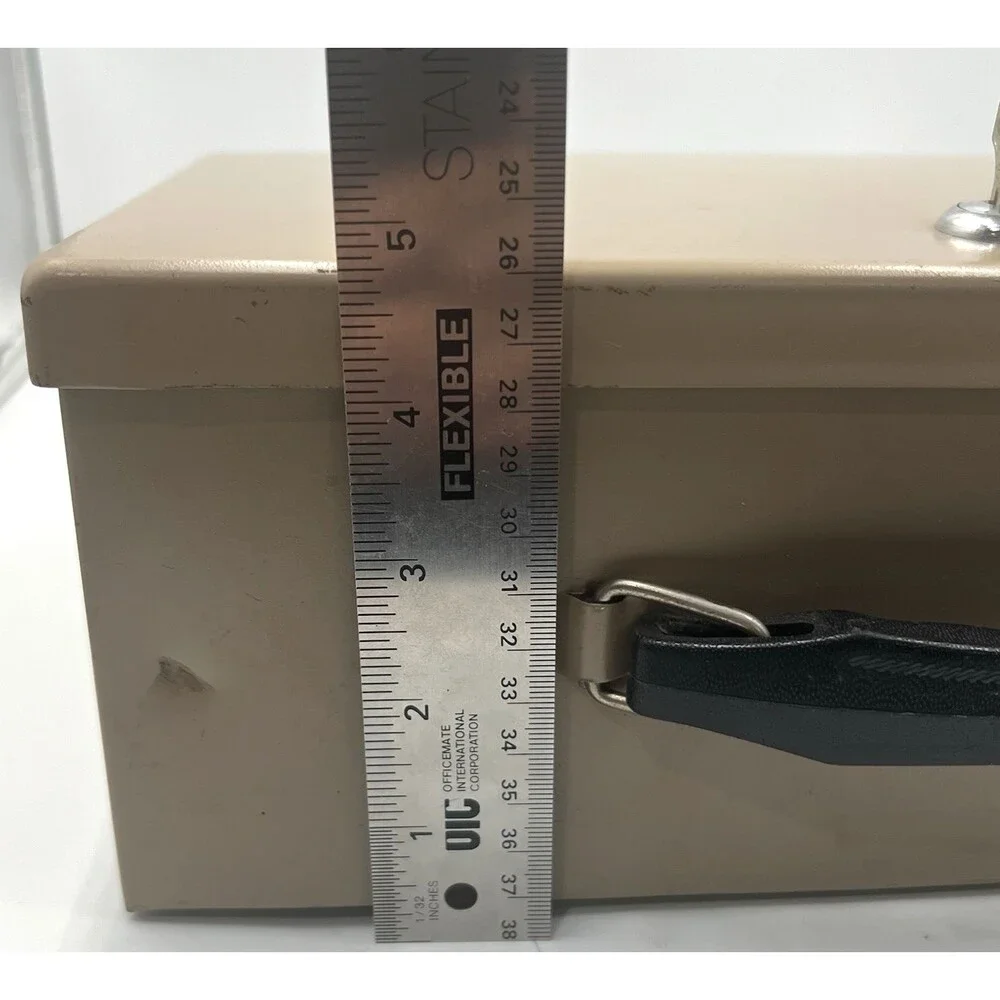 Security Cash Box Vintage Rockaway Metal Lock Chest Tan w/ 2 Keys Inwood NY